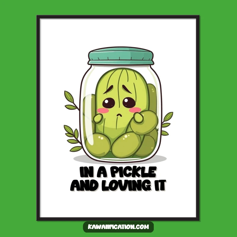 Free Printable Nervous Pickle Wall Art - Funny Downloadable Decor for a Quirky Kitchen