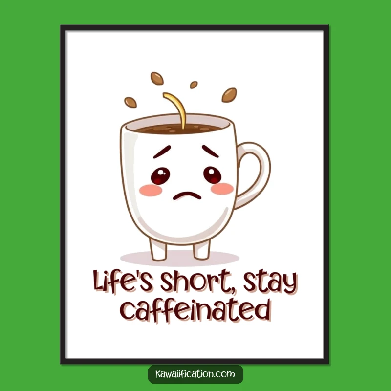 Free Printable Wall Art: Confused Coffee Pours Itself - Quirky Downloadable Decor Gift