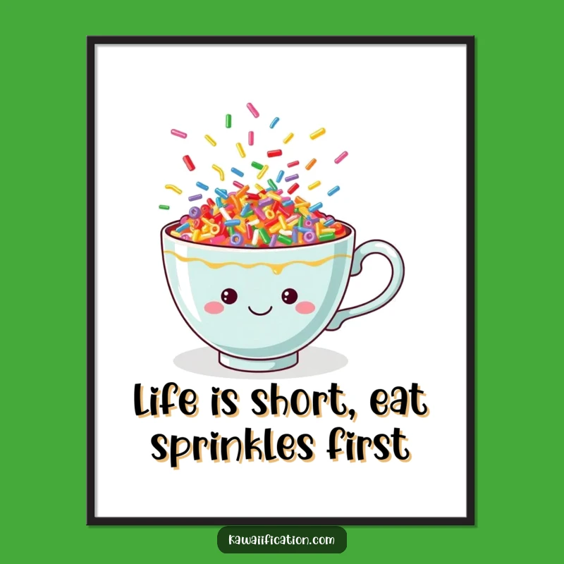 Free Printable Wall Art: Dancing Sprinkles Teacup Funny Downloadable Art