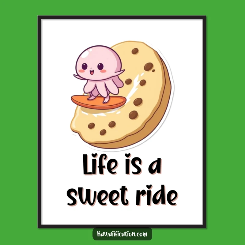 Free Printable Wall Art: Wobbly Jelly Surfing Cookie Funny Downloadable Humorous Decor