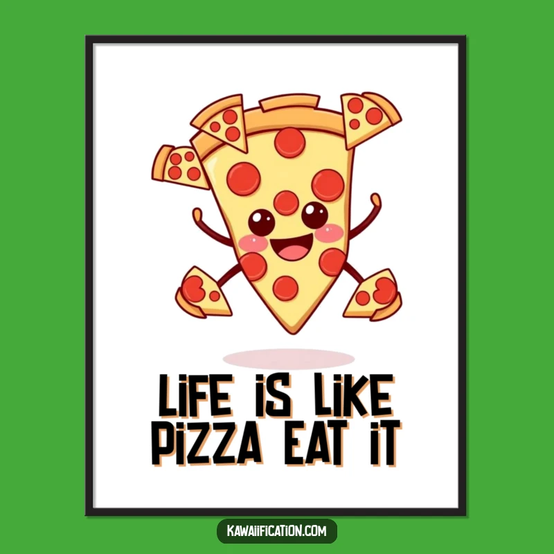 Funny Free Printable Pizza Art: Juggling Pepperoni Downloadable Gift for Kitchen Decor