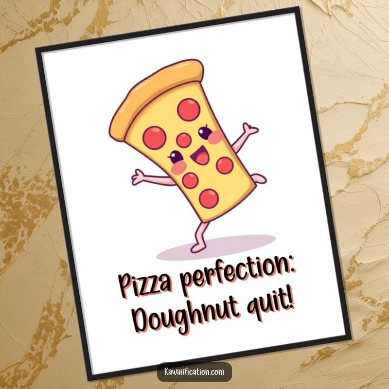 Funny Free Printable Wall Art: A cheerful pizza slice character is in mid-cartwheel, bringing playful energy to your room.