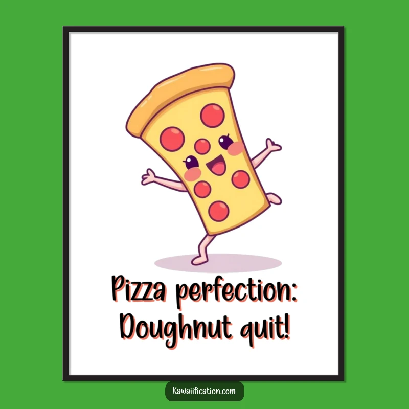 Funny Free Printable Wall Art: Cartwheeling Pizza Decor for a Humorous Downloadable Gift
