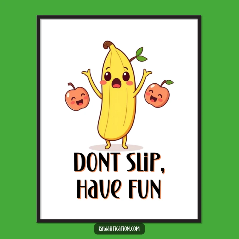 Funny Free Printable Wall Art: Juggling Banana Peel, Humorous Downloadable Decor Gift