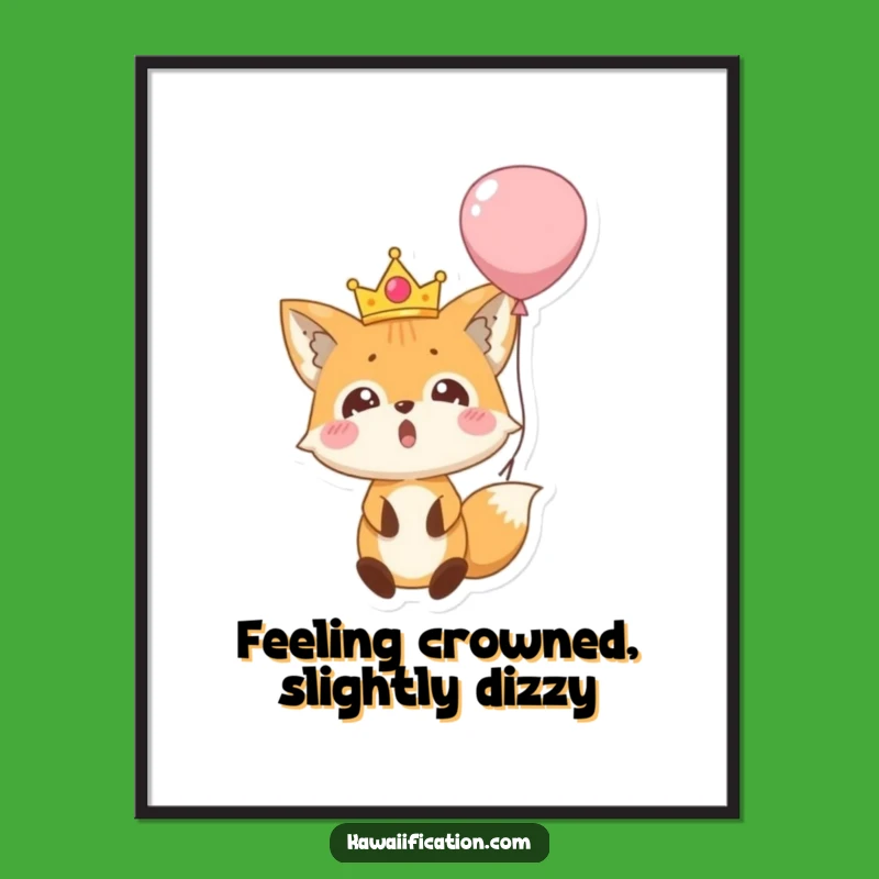 Funny Free Printable Wall Art: Surprised Fox Falling Balloon Downloadable Art