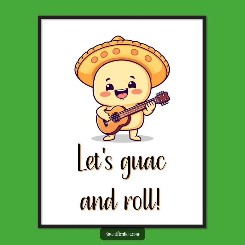 Free Printable Funny Taco Mariachi Guitar Wall Art Downloadable Decor