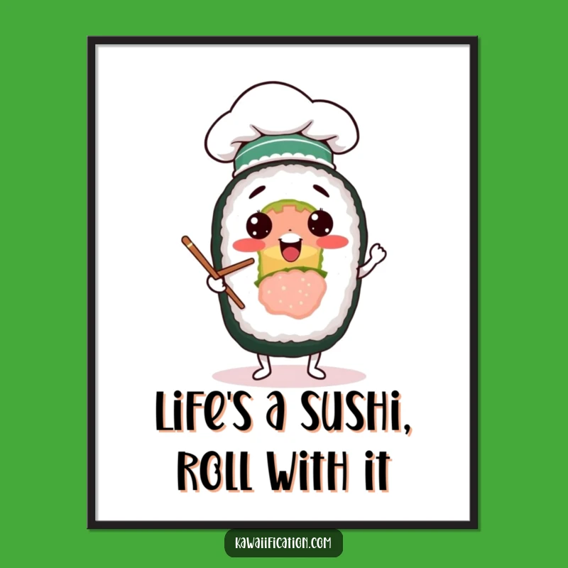Free Printable Sushi Chef Juggling Wall Art Downloadable Decor