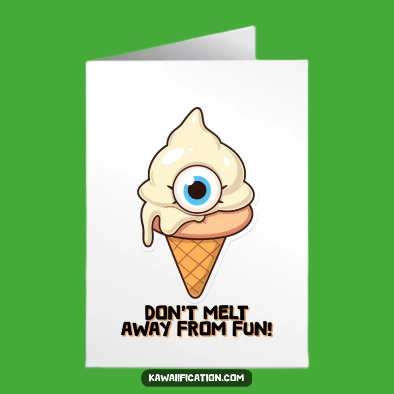 Free Printable Funny Birthday Card: Confused Melting Ice Cream - Hilarious Downloadable Gift