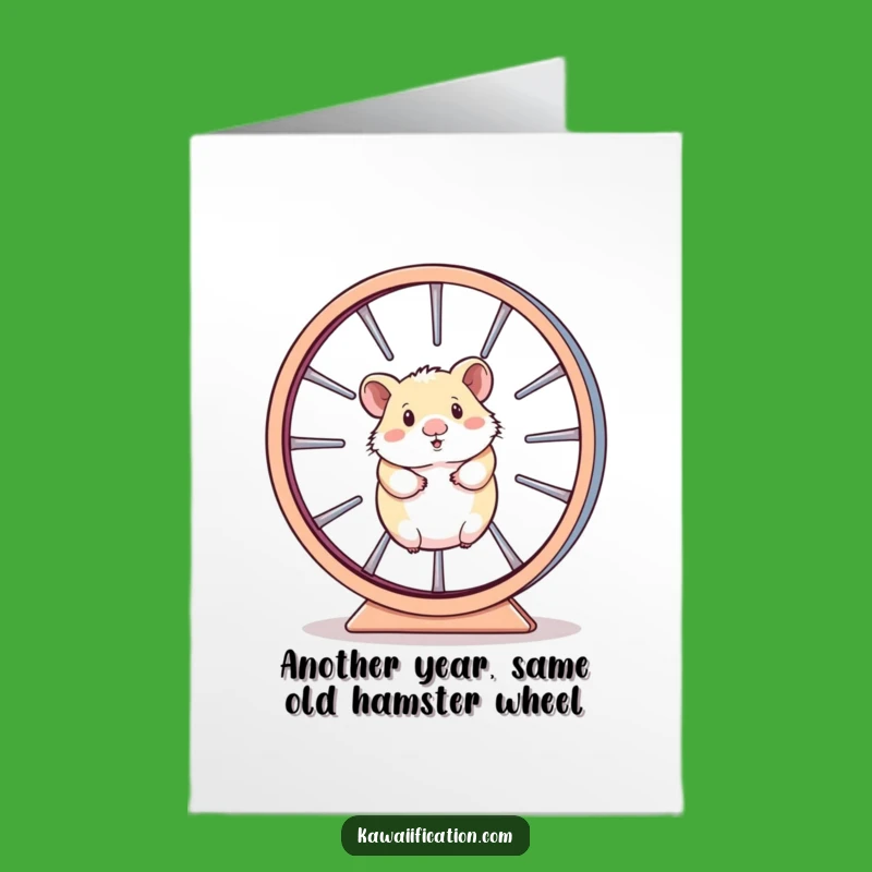 Free Printable Birthday Card: Hamster Wheel Struggle Funny Downloadable Gift