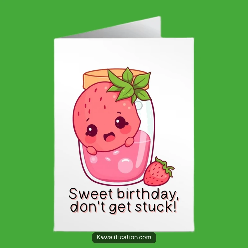 Free Printable Funny Birthday Card: Strawberry Jam Surprise - Hilarious Downloadable Gift