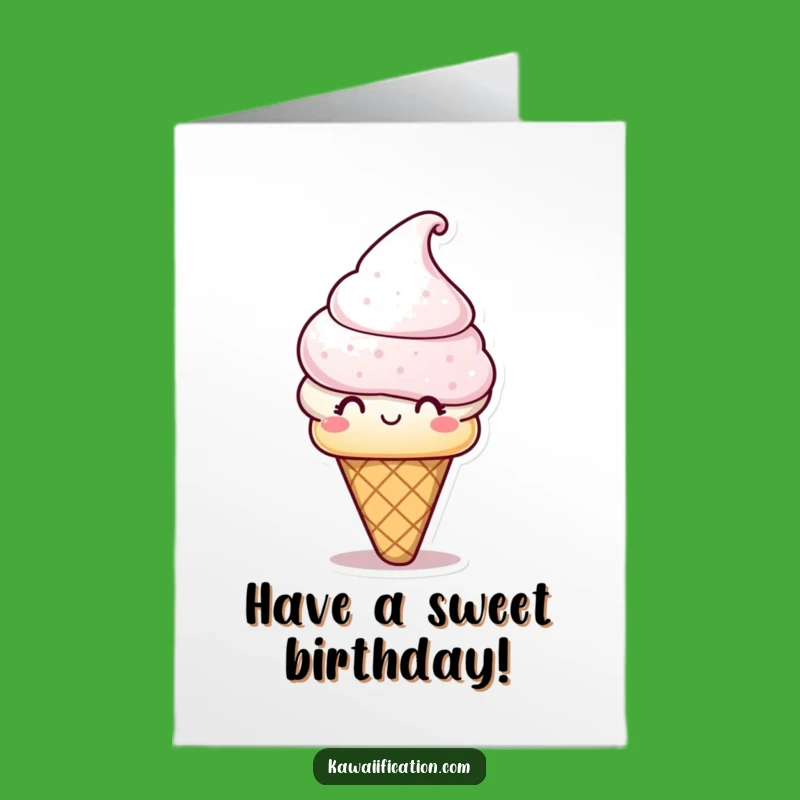 Free Printable Ice Cream Birthday Card: Playful Hat Downloadable Gift for a Cool Celebration