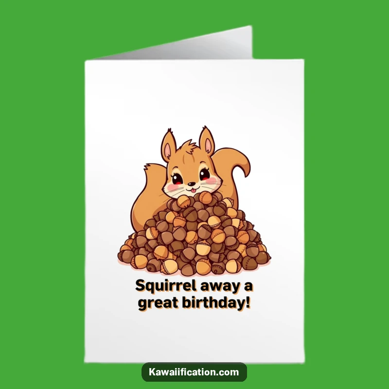 Free Printable Squirrel Birthday Card: Acorn Hoard Funny Downloadable