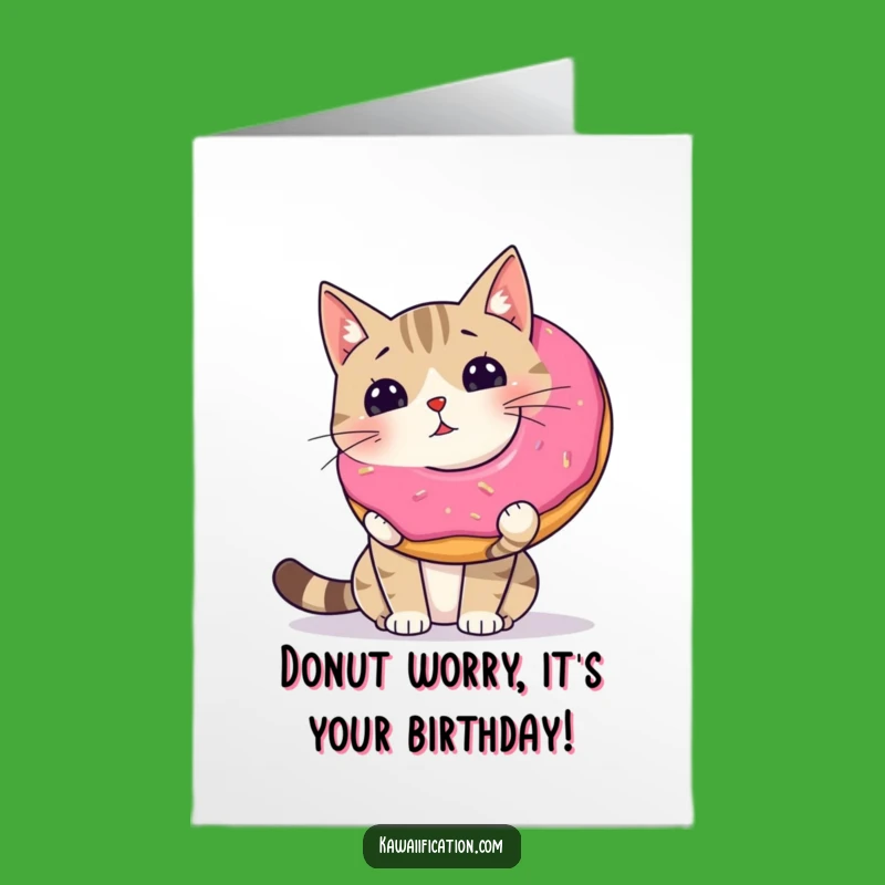 Free Printable Wobbly Cat Donut Birthday Card - Funny Downloadable Gift