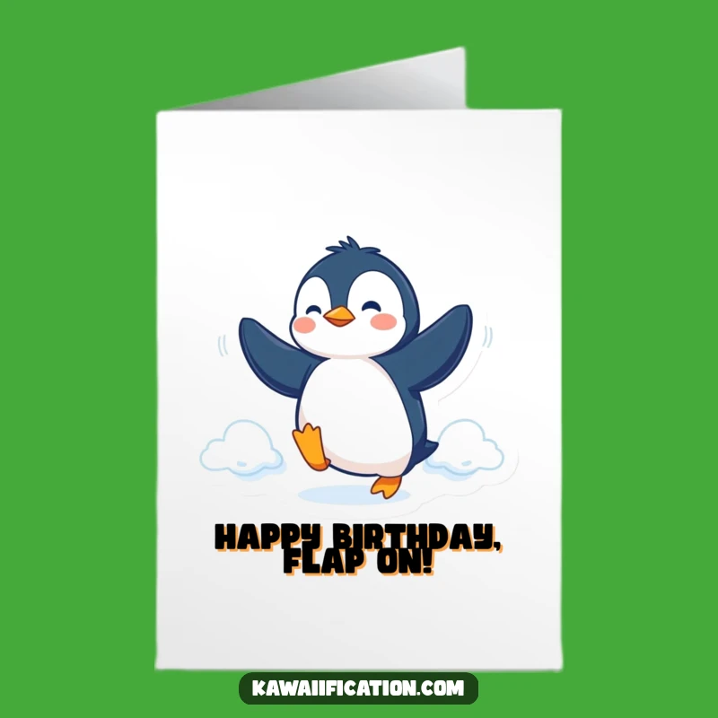 Free Printable Birthday Card: Flying Penguin - Funny Goal-Getter Downloadable Gift
