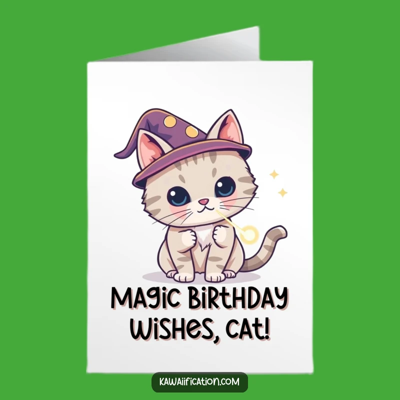 Free Printable Wizard Cat Birthday Card - Funny Downloadable Gift for Feline Fans