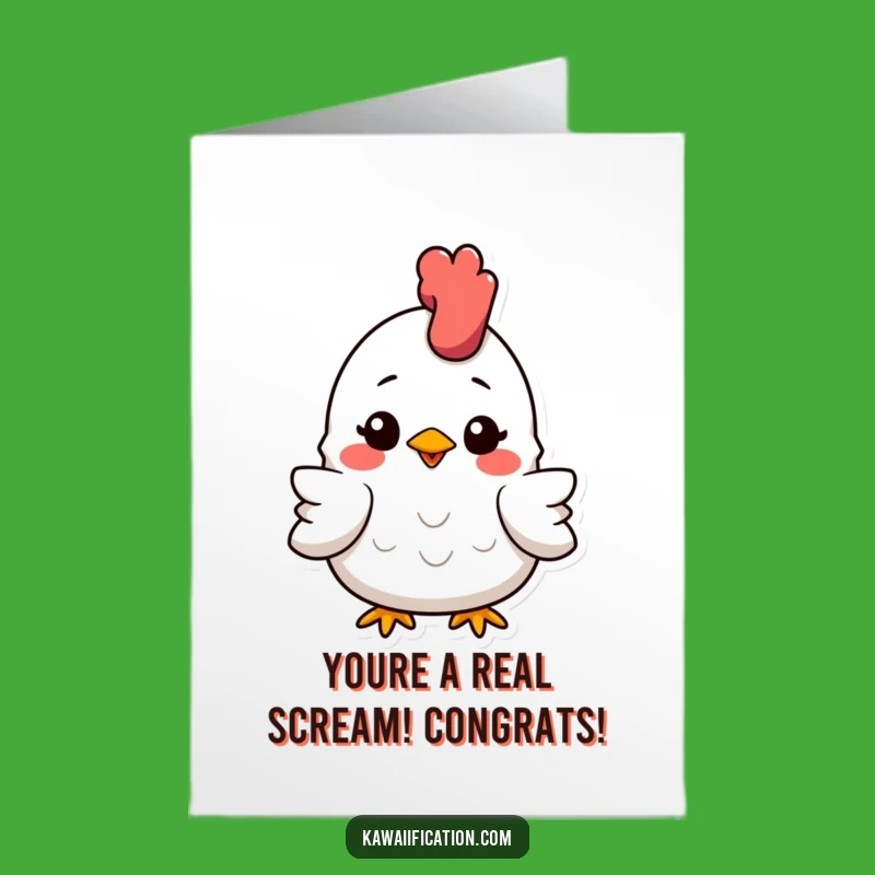 Free Printable Congrats Card: Smiling Chicken Success Funny Downloadable Gift