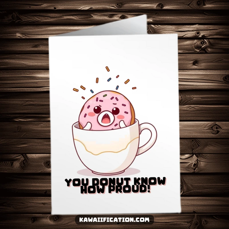 Free Printable congratulations card featuring a donut with sprinkles falling off a giant coffee cup.