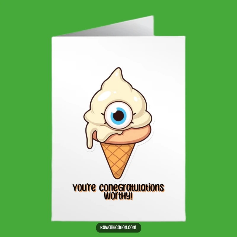 Free Printable Funny Congrats Card: Confused Melting Ice Cream - Hilarious Downloadable Gift