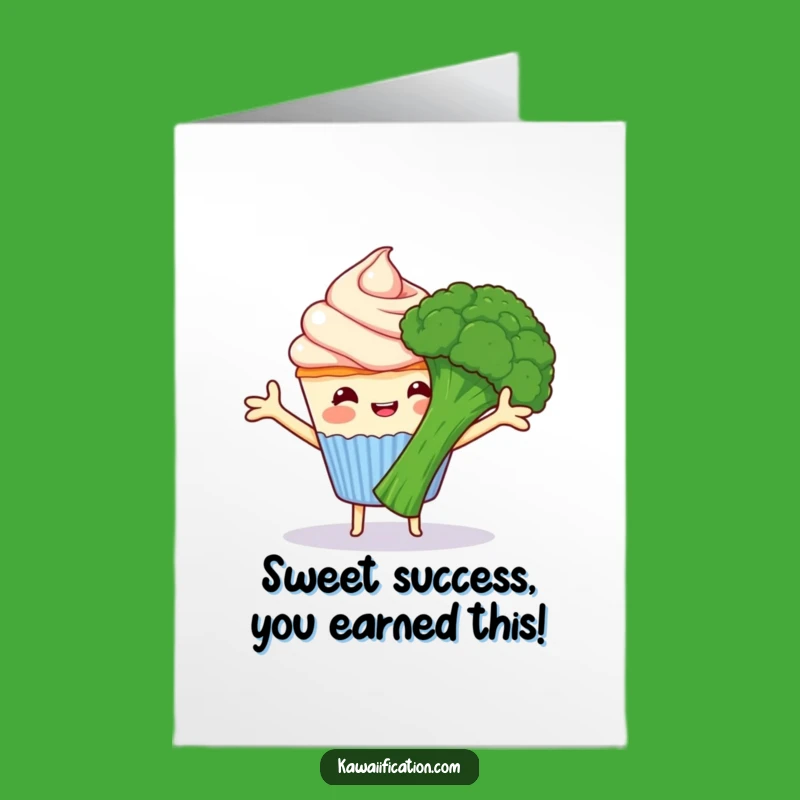 Free Printable Funny Congrats Card: Cupcake Hugs Broccoli - Hilarious Downloadable Gift