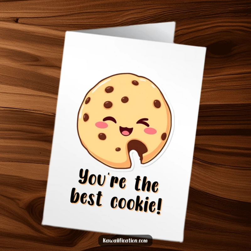Funny Free Printable Congratulations Card showing a cheerful cookie character with a bite missing, winking to celebrate sweet success.
