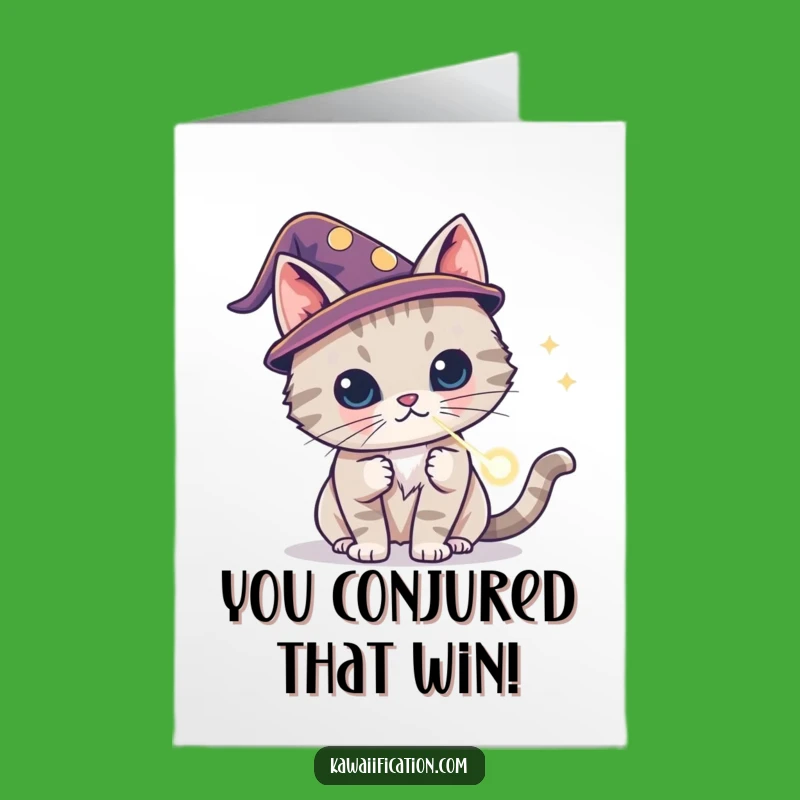 Free Printable Wizard Cat Congratulations Card - Hilarious Downloadable Gift for Magical Moments