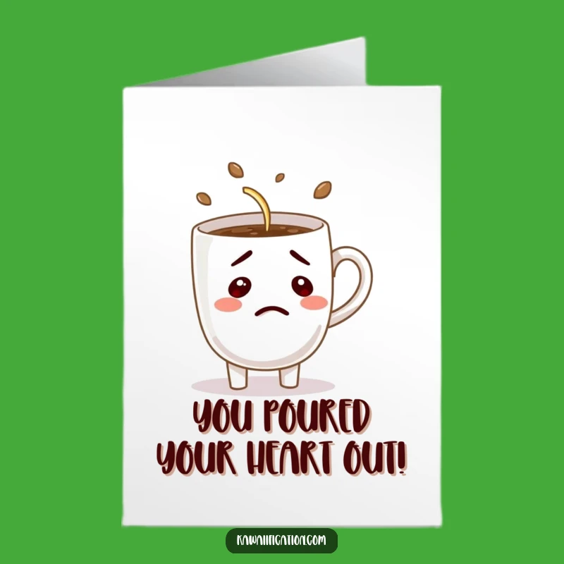 Free Printable Congrats Card: Coffee Pours Itself - Funny Downloadable for Any Success