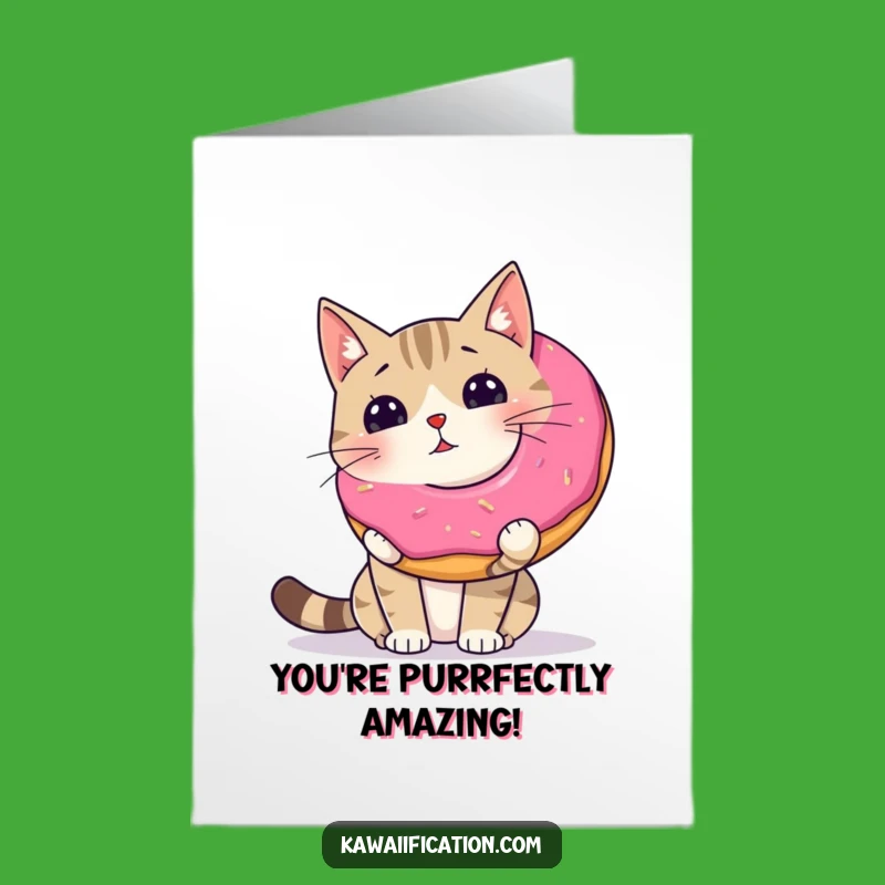 Free Printable Wobbly Cat Donut Congrats Card - Funny Downloadable Gift