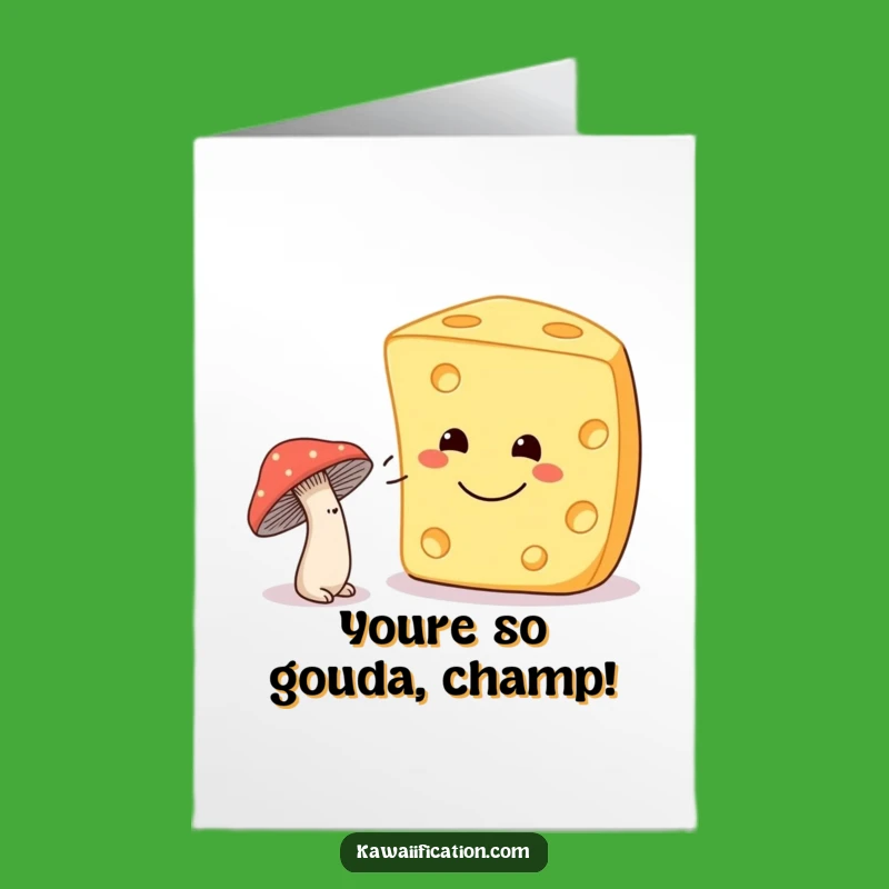 Free Printable Congrats Card: Mushroom Winks at Cheese, Humorous Downloadable Gift
