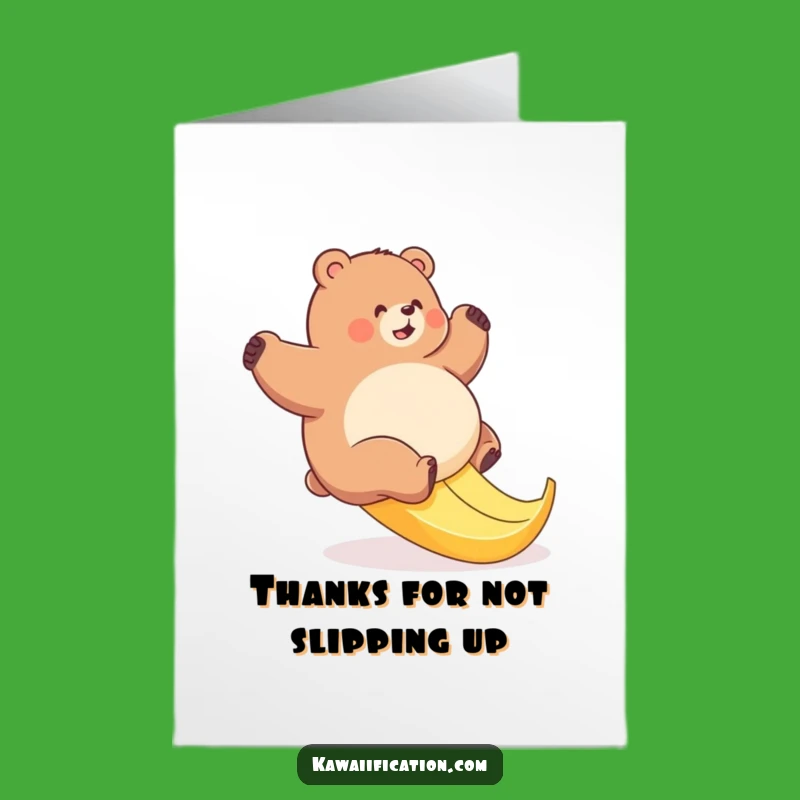 Free Printable Thank You Card: Bear Banana Slip Funny Downloadable Gift