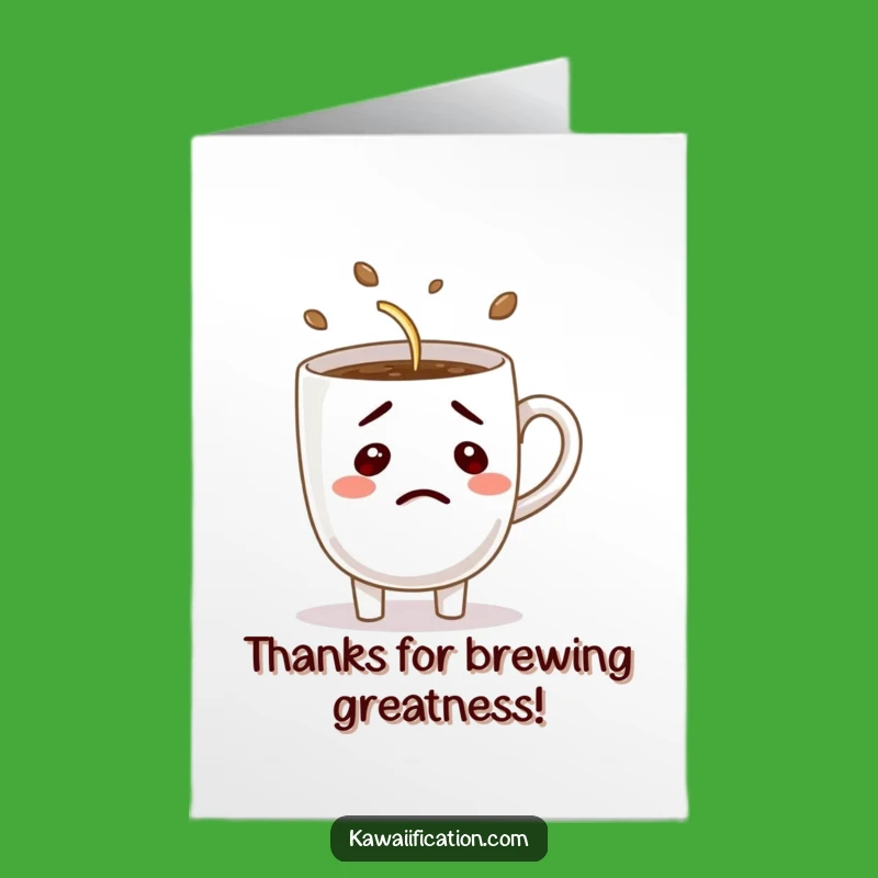 Free Printable Thank You Card: Confused Coffee Pouring - Humorous Downloadable Appreciation Gift