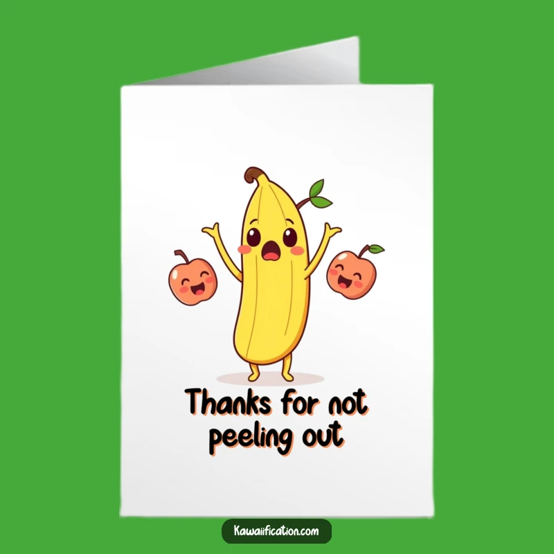 Free Printable Thank You Card: Juggling Banana Peel, Humorous Downloadable Appreciation Gift