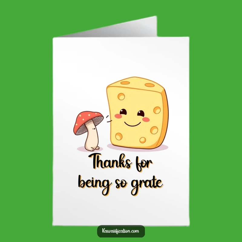 Free Printable Thank You Card: Mushroom Winks at Cheese, Humorous Appreciation Gift
