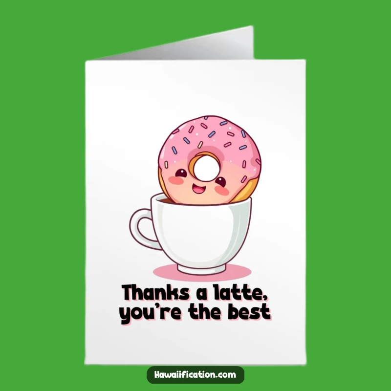 Free Printable Thank You Card: Giggling Donut Coffee Spill Funny Downloadable Gift