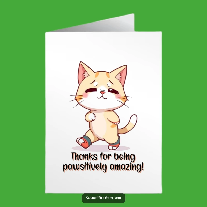 Free Printable Thank You Card: Cat Backwards Walk - Humorous Downloadable Appreciation Greeting