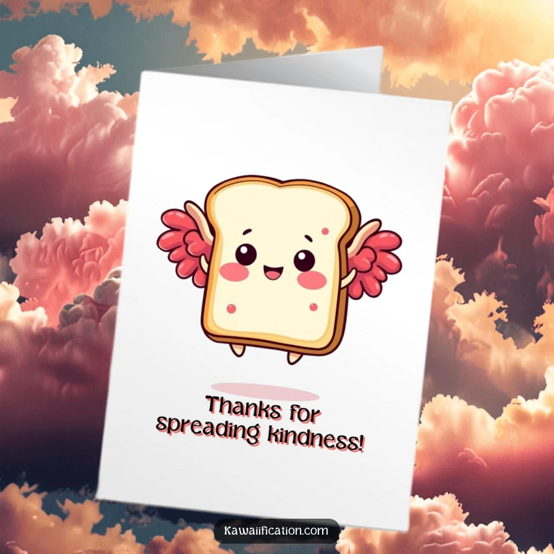 Funny Free Printable Thank You Card: A happy toast with jam-laden wings soars, expressing thanks with a humorous charm.