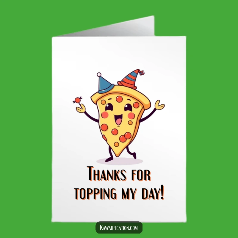 Free Printable Thank You Card: Juggling Pizza & Hats - Funny Downloadable Gift