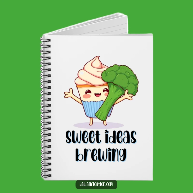 Funny Cupcake Hugs Broccoli Notebook - Jot Down Sweet Ideas Gift!