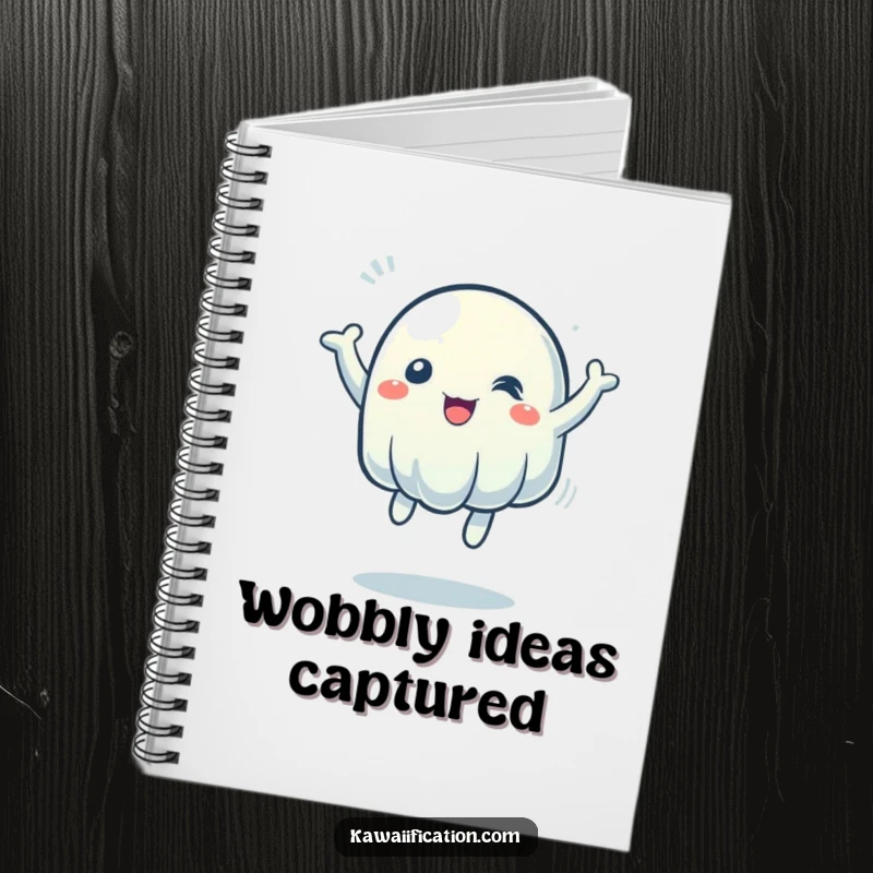 Funny Notebook: A wobbly jelly character bouncing enthusiastically on the cover, inspiring energetic note-taking. A great funny gift.