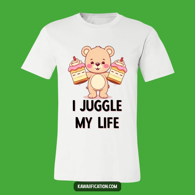 Funny Teddy Bear Juggling T-Shirt: Happy Cakes Mishap, Hilarious Bear Tee