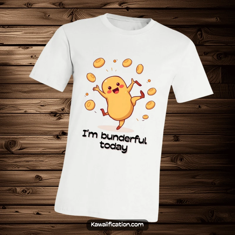 Funny hot dog character doing a cartwheel juggling buns on a t-shirt, a lively and humorous design.
