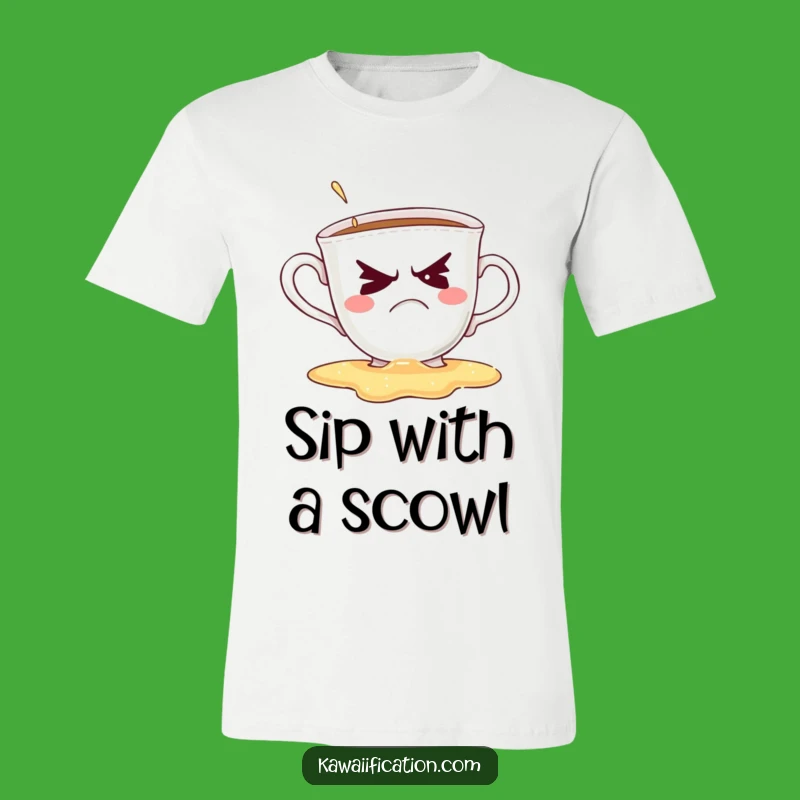 Funny Grumpy Teacup T-Shirt: Hilarious Coffee Spill Apparel Gift