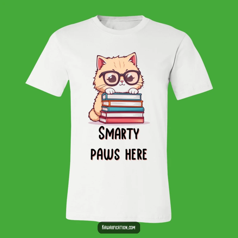 Funny Cat Glasses T-Shirt - Book Balance Humor, Great Funny Gift Tee