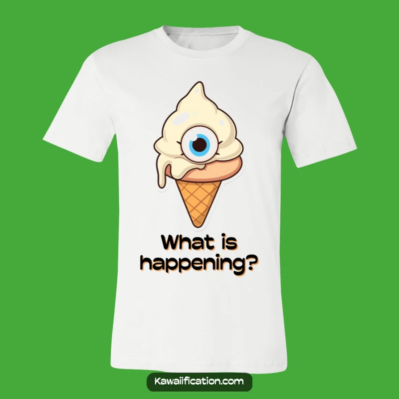 Funny Confused Melting Ice Cream T-Shirt - Quirky Cartoon Apparel Gift!