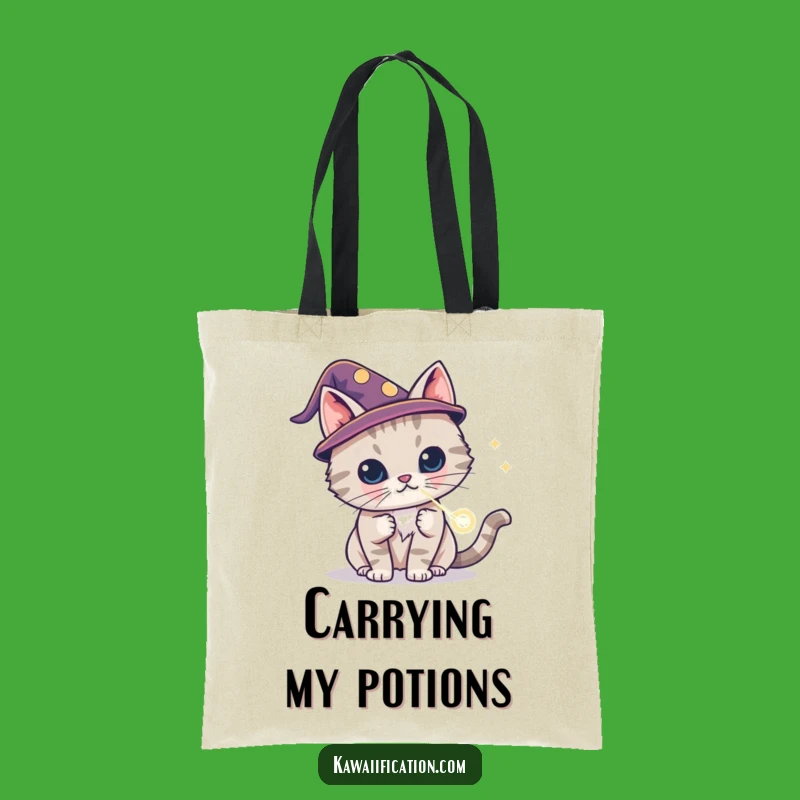 Funny Cat Wizard Laser Tote Bag - Carry Your Magic