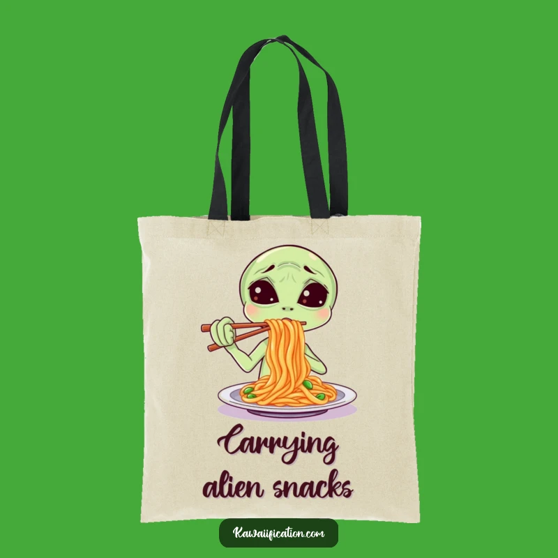 Funny Alien Spaghetti Tote Bag - Confused Traveler, Carry Your Humor Funny Gift!