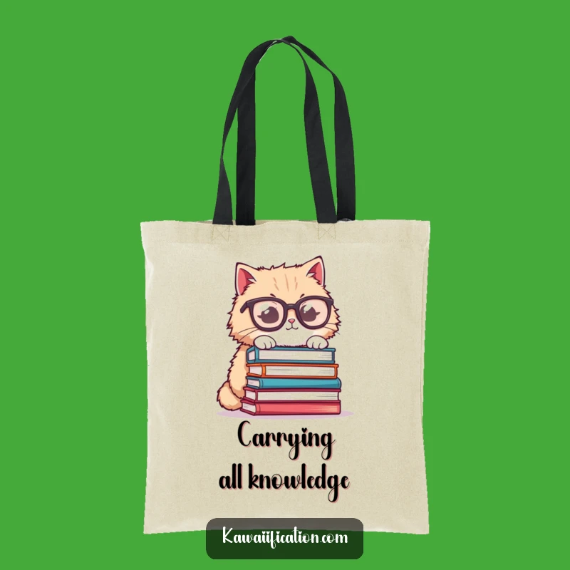 Funny Cat Glasses Tote Bag - Bookish Carry-All, Great Funny Gift