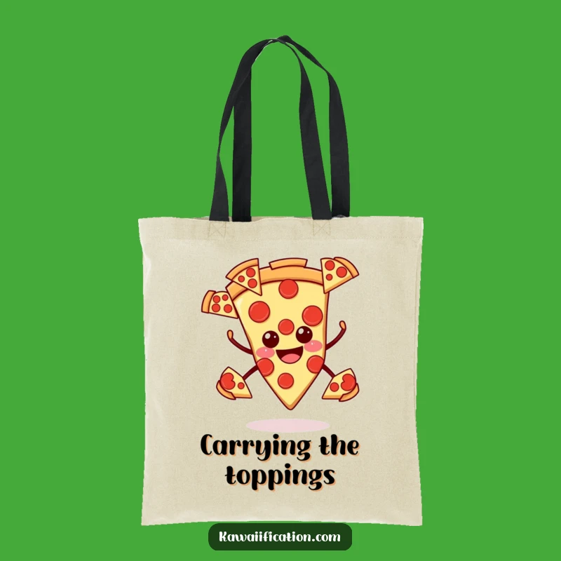 Funny Smiling Pizza Tote Bag - Pepperoni Carry-All, Great Humorous Gift