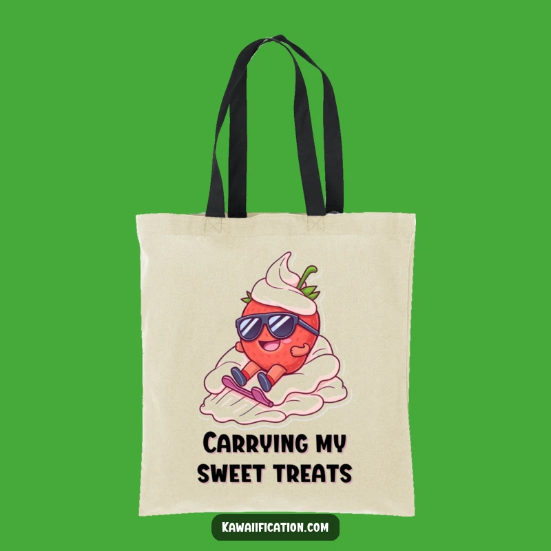 Funny Strawberry Sloth Tote Bag: Carry Your Sweetness, Excellent Dessert Gift